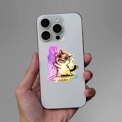 I'm Angry Holographic Sticker waterproof vinyl decal for laptop, bike, car & bottle