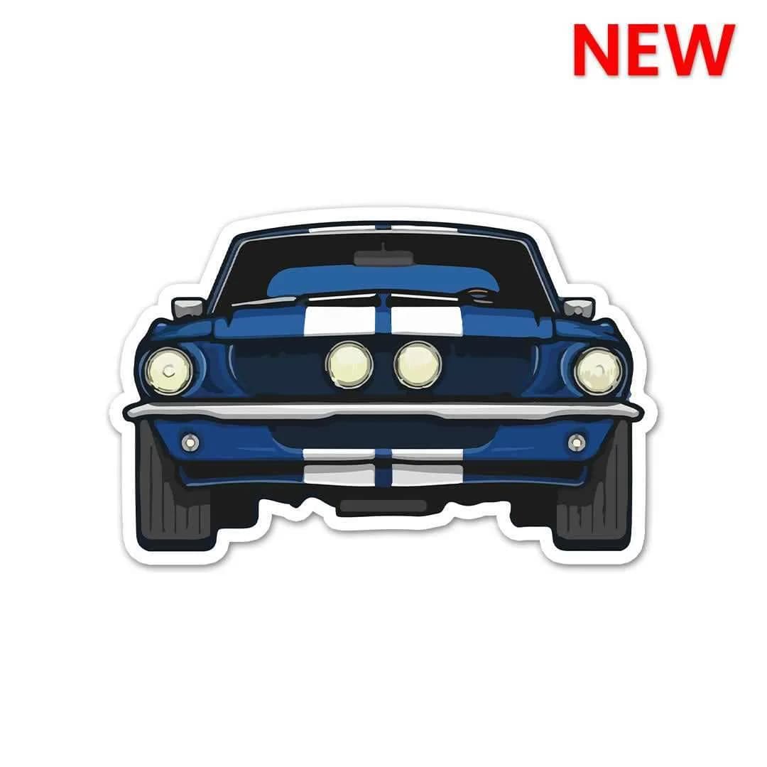 Blue Muscle Car Sticker waterproof vinyl decal for laptop, bike, car & bottle