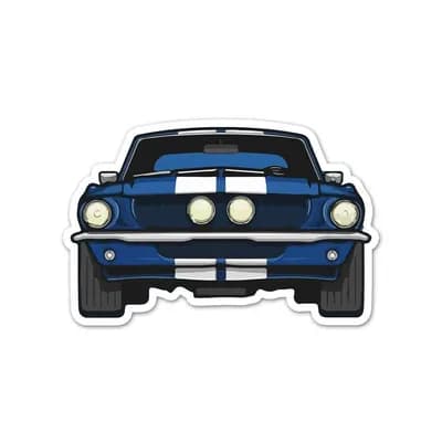 Blue Muscle Car Sticker waterproof vinyl decal for laptop, bike, car & bottle