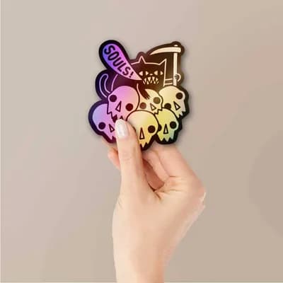 Souls Holographic Sticker waterproof vinyl decal for laptop, bike, car & bottle