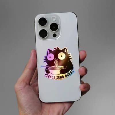 Please Send Noods Holographic Sticker waterproof vinyl decal for laptop, bike, car & bottle