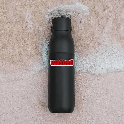 Wasted Sticker waterproof vinyl decal for laptop, bike, car & bottle