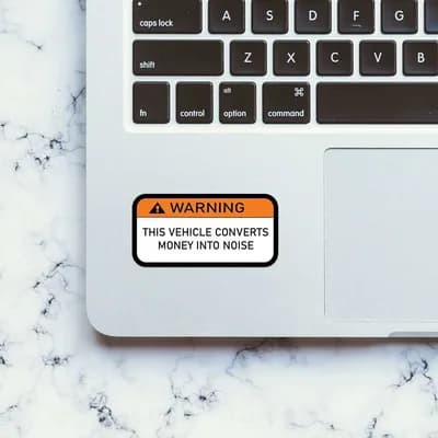 Vehicle Warning Sticker waterproof vinyl decal for laptop, bike, car & bottle