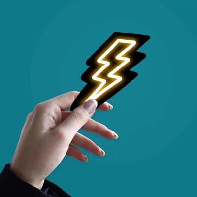 Neon Lightning Sticker waterproof vinyl decal for laptop, bike, car & bottle
