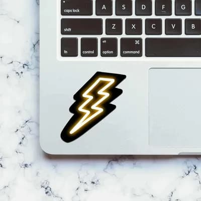 Neon Lightning Sticker waterproof vinyl decal for laptop, bike, car & bottle