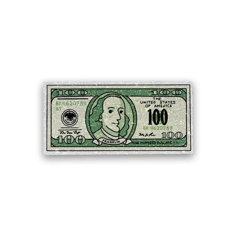 One Hundred dollar Glitter Sticker