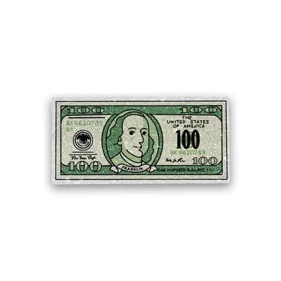 One Hundred dollar Glitter Sticker waterproof vinyl decal for laptop, bike, car & bottle