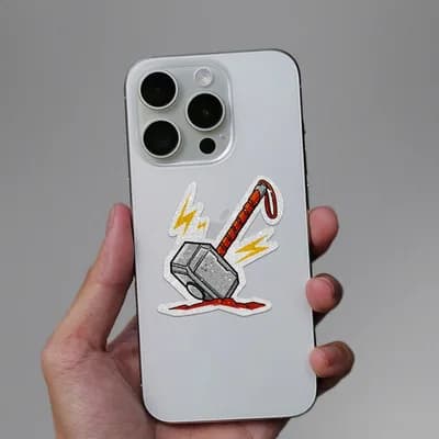 Thor Hammer Glitter Sticker waterproof vinyl decal for laptop, bike, car & bottle
