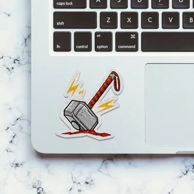 Thor Hammer Glitter Sticker waterproof vinyl decal for laptop, bike, car & bottle