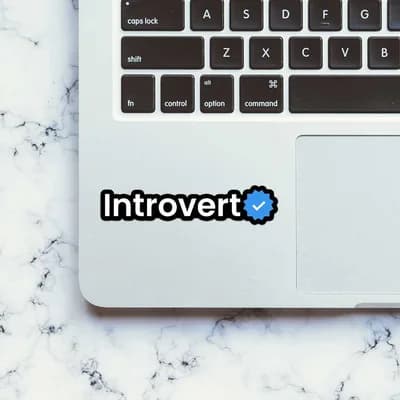 Introvert Verified Sticker waterproof vinyl decal for laptop, bike, car & bottle