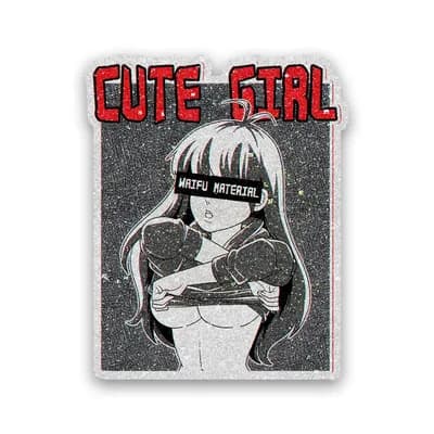 Cute Girl 0.4 Glitter Sticker waterproof vinyl decal for laptop, bike, car & bottle