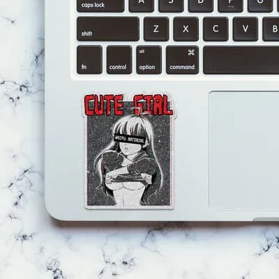 Cute Girl 0.4 Glitter Sticker waterproof vinyl decal for laptop, bike, car & bottle