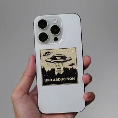UFO Abduction Glitter Sticker waterproof vinyl decal for laptop, bike, car & bottle
