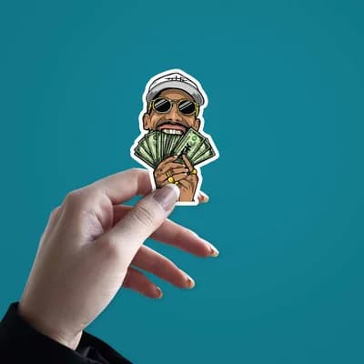 Money in Mouth Sticker waterproof vinyl decal for laptop, bike, car & bottle