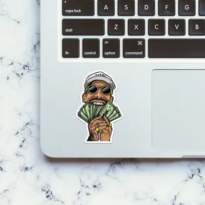 Money in Mouth Sticker waterproof vinyl decal for laptop, bike, car & bottle