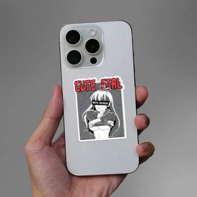 Cute Girl Sticker waterproof vinyl decal for laptop, bike, car & bottle