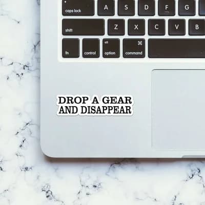 Drop A Gear Sticker waterproof vinyl decal for laptop, bike, car & bottle