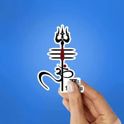 Shiva Trishul Sticker waterproof vinyl decal for laptop, bike, car & bottle
