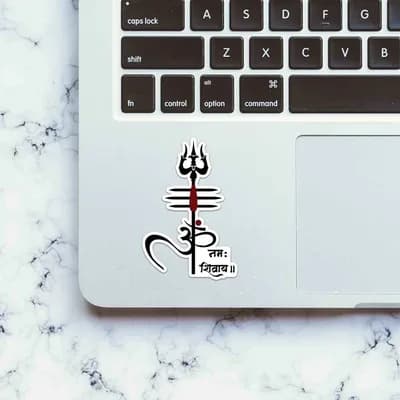 Shiva Trishul Sticker waterproof vinyl decal for laptop, bike, car & bottle