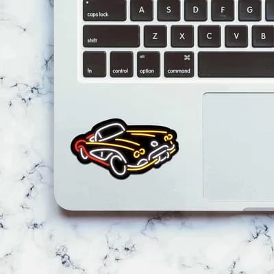 Neon Vintage car Sticker waterproof vinyl decal for laptop, bike, car & bottle
