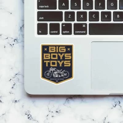 Big Boys Toys Sticker waterproof vinyl decal for laptop, bike, car & bottle