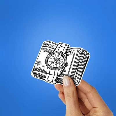 Time Is Money Sticker waterproof vinyl decal for laptop, bike, car & bottle