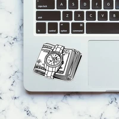 Time Is Money Sticker waterproof vinyl decal for laptop, bike, car & bottle