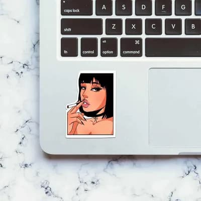 Smoke Girl Sticker waterproof vinyl decal for laptop, bike, car & bottle