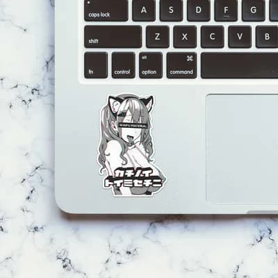 Waifu Material 0.1 Sticker waterproof vinyl decal for laptop, bike, car & bottle