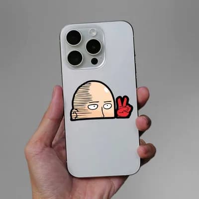 Saitama Peace Sticker waterproof vinyl decal for laptop, bike, car & bottle
