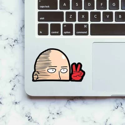 Saitama Peace Sticker waterproof vinyl decal for laptop, bike, car & bottle