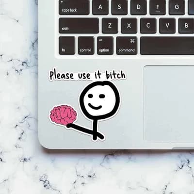 Please Use Brain Sticker waterproof vinyl decal for laptop, bike, car & bottle