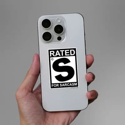 RATED S FOR SARCASM Sticker waterproof vinyl decal for laptop, bike, car & bottle
