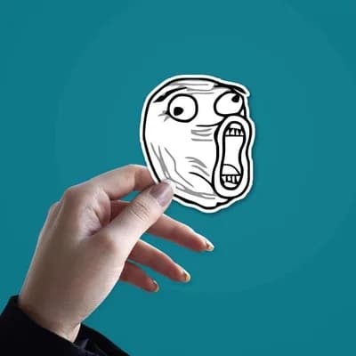The meme face Sticker waterproof vinyl decal for laptop, bike, car & bottle
