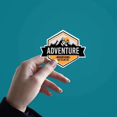Adventure Mountains Are Calling Sticker waterproof vinyl decal for laptop, bike, car & bottle