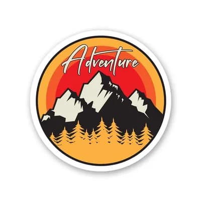 Adventure - Mountains Sticker waterproof vinyl decal for laptop, bike, car & bottle
