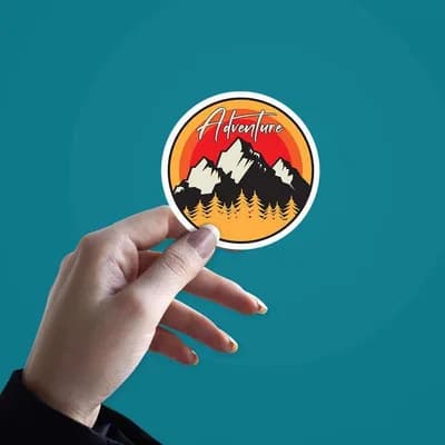 Adventure - Mountains Sticker waterproof vinyl decal for laptop, bike, car & bottle
