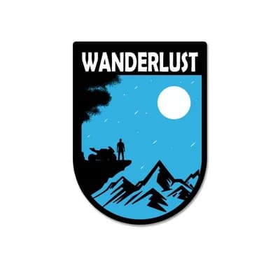 Wanderlust Sticker waterproof vinyl decal for laptop, bike, car & bottle