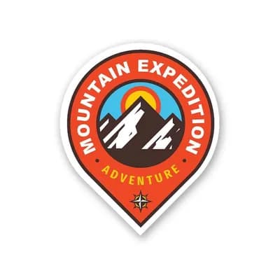 Mountain Expedition Sticker waterproof vinyl decal for laptop, bike, car & bottle