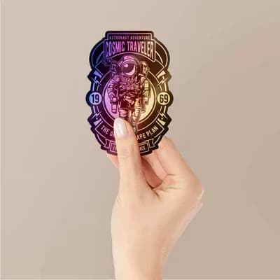 Cosmic Traveler Holographic Stickers waterproof vinyl decal for laptop, bike, car & bottle