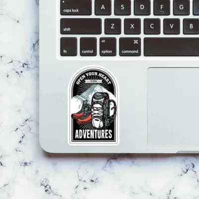 New Adventures Sticker waterproof vinyl decal for laptop, bike, car & bottle