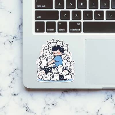 Meow Mountain Sticker waterproof vinyl decal for laptop, bike, car & bottle