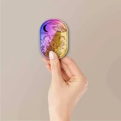 Spaceship In Desert Holographic Sticker waterproof vinyl decal for laptop, bike, car & bottle