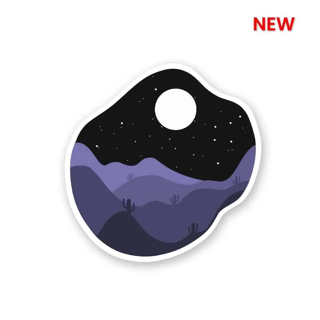 Starry Desert Night Sticker waterproof vinyl decal for laptop, bike, car & bottle