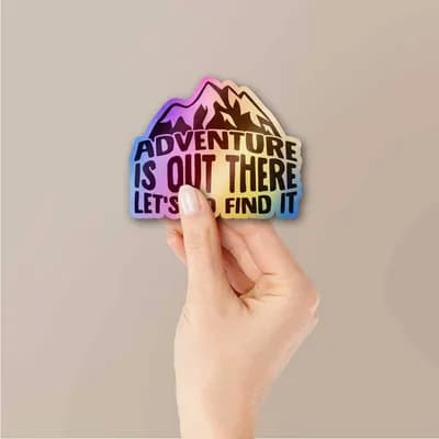 Adventure Is Out There Holographic Sticker waterproof vinyl decal for laptop, bike, car & bottle