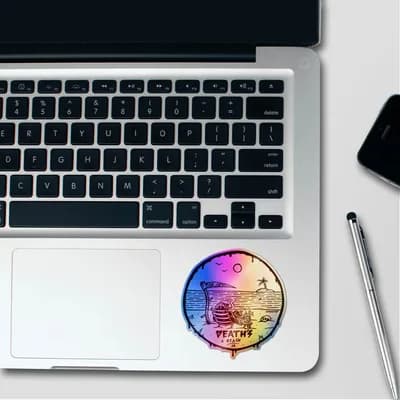 Deaths A Beach Holographic Stickers waterproof vinyl decal for laptop, bike, car & bottle