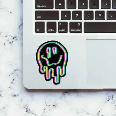 Neon Trippy smile Sticker waterproof vinyl decal for laptop, bike, car & bottle