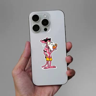 Pink Panther In Party Mood Sticker waterproof vinyl decal for laptop, bike, car & bottle