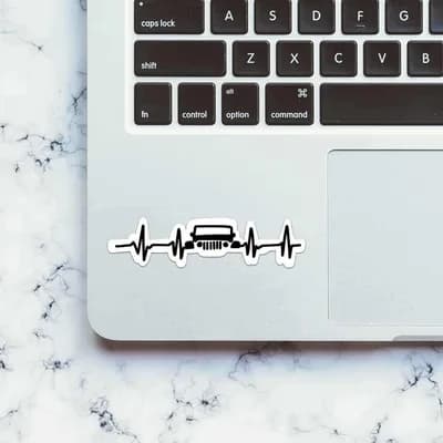 Jeep Heartbeat Sticker waterproof vinyl decal for laptop, bike, car & bottle