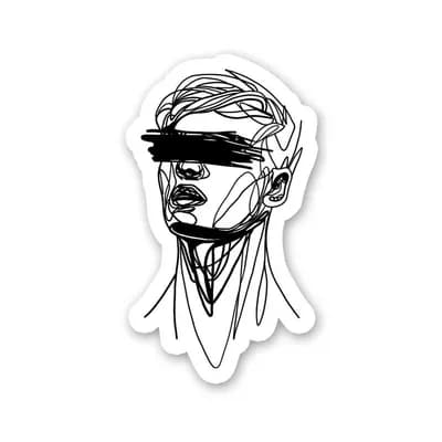 Line Art Sticker waterproof vinyl decal for laptop, bike, car & bottle